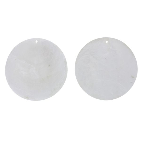 MOTHER OF PEARL BEADS  - FLAKE 01 - CIRCLE - 70x0.7mm WHITE - 2pcs. Hole-1.6mm 