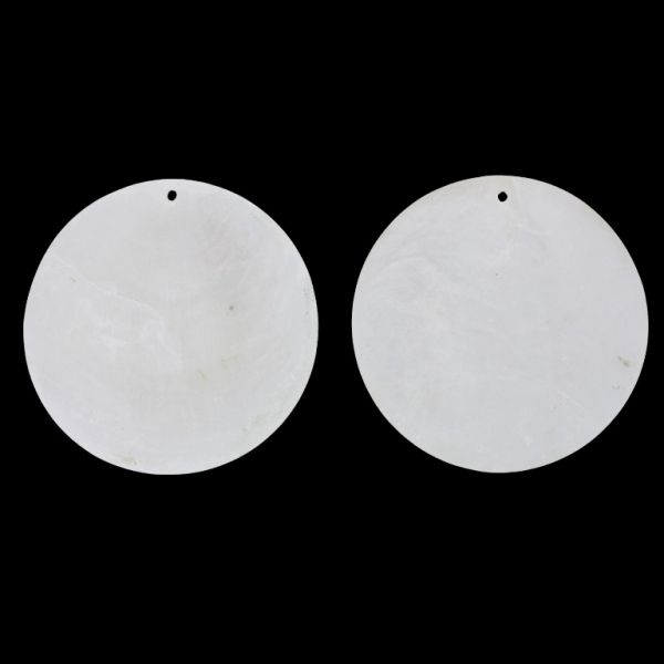MOTHER OF PEARL BEADS  - FLAKE 01 - CIRCLE - 70x0.7mm WHITE - 2pcs. Hole-1.6mm 