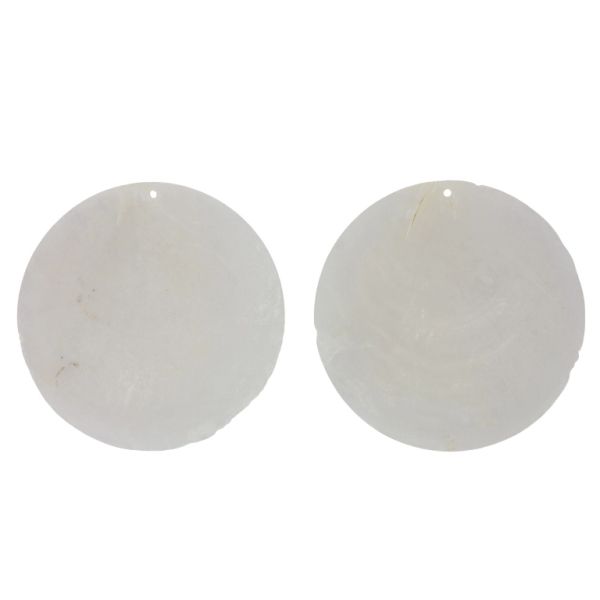 MOTHER OF PEARL BEADS - FLAKE 01 - CIRCLE - 70x0.7mm WHITE - SECOND-RATE - PACKAGE 20pcs. Hole-1.6mm 