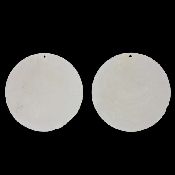 MOTHER OF PEARL BEADS - FLAKE 01 - CIRCLE - 70x0.7mm WHITE - SECOND-RATE - PACKAGE 20pcs. Hole-1.6mm 