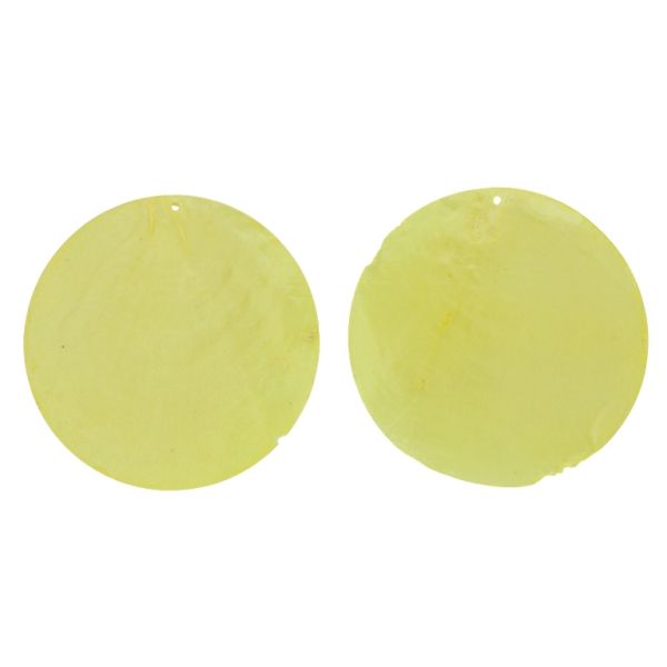 MOTHER OF PEARL BEADS - FLAKE 01 - CIRCLE - 70x0.7mm YELLOW - SECOND-RATE - PACKAGE 20pcs. Hole-1.6mm 