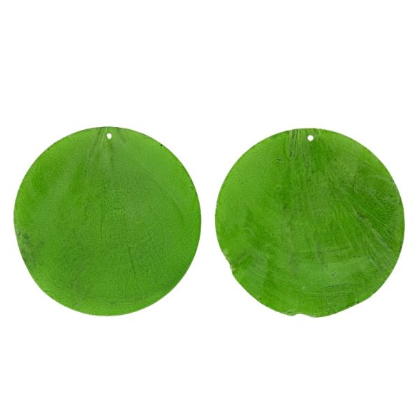 MOTHER OF PEARL BEADS - FLAKE 01 - CIRCLE - 70x0.7mm GREEN - SECOND-RATE - PACKAGE 20pcs. Hole-1.6mm 