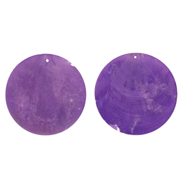 MOTHER OF PEARL BEADS - FLAKE 01 - CIRCLE - 70x0.7mm PURPLE - SECOND-RATE - PACKAGE 20pcs. Hole-1.6mm 