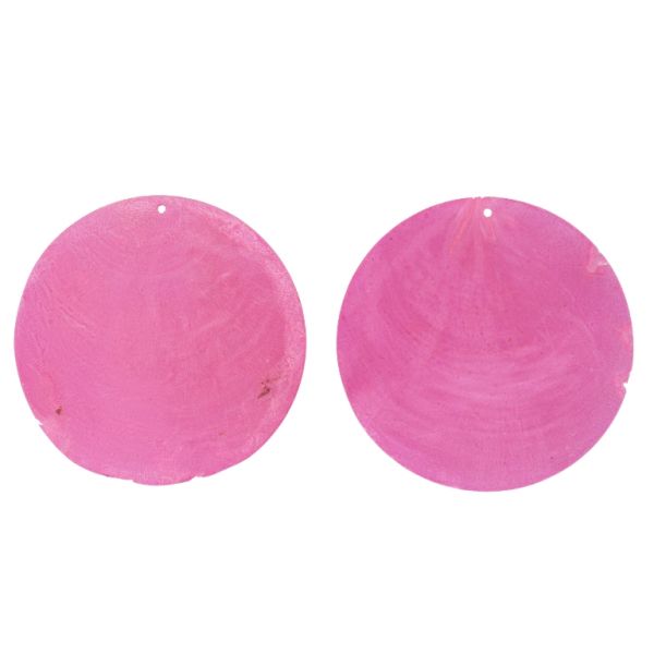 MOTHER OF PEARL BEADS - FLAKE 01 - CIRCLE - 70x0.7mm PINK - SECOND-RATE - PACKAGE 20pcs. Hole-1.6mm 