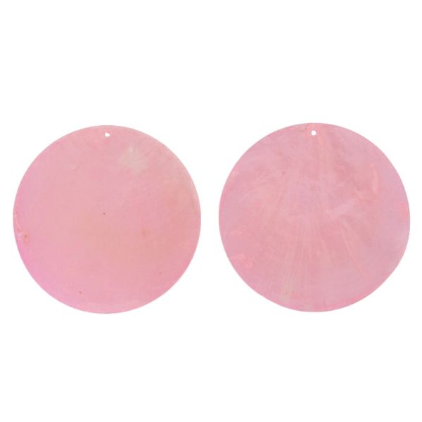 MOTHER OF PEARL BEADS  - FLAKE 01 - CIRCLE - 70x0.7mm PINK (LIGHT) - 2pcs. Hole-1.6mm 