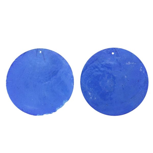 MOTHER OF PEARL BEADS - FLAKE 01 - CIRCLE - 70x0.7mm BLUE - SECOND-RATE - PACKAGE 20pcs. Hole-1.6mm 