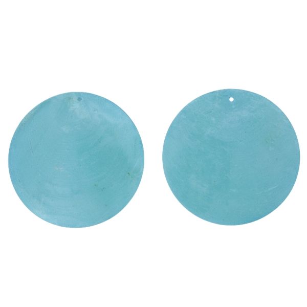 MOTHER OF PEARL BEADS - FLAKE 01 - CIRCLE - 70x0.7mm BLUE (LIGHT) - PACKAGE 20pcs. Hole-1.6mm 