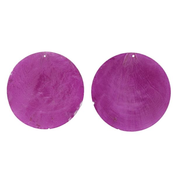 MOTHER OF PEARL BEADS - FLAKE 01 - CIRCLE - 70x0.7mm CYCLAMEN (DARK) - SECOND-RATE - PACKAGE 20pcs. Hole-1.6mm 