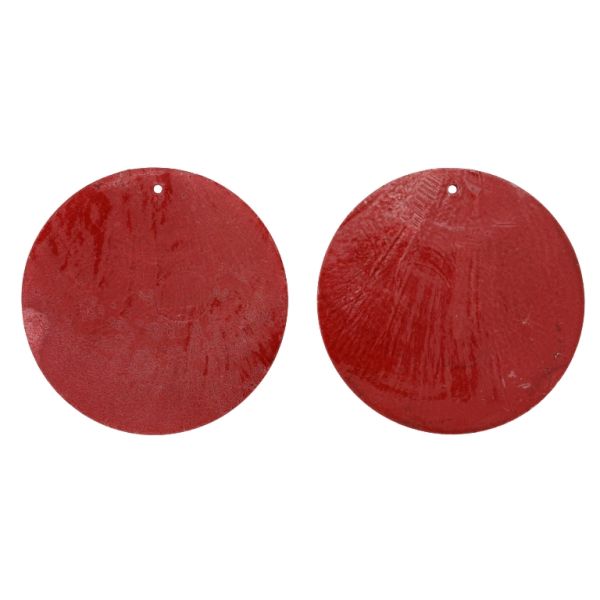 MOTHER OF PEARL BEADS - FLAKE 01 - CIRCLE - 70x0.7mm RED - PACKAGE 20pcs. Hole-1.6mm 