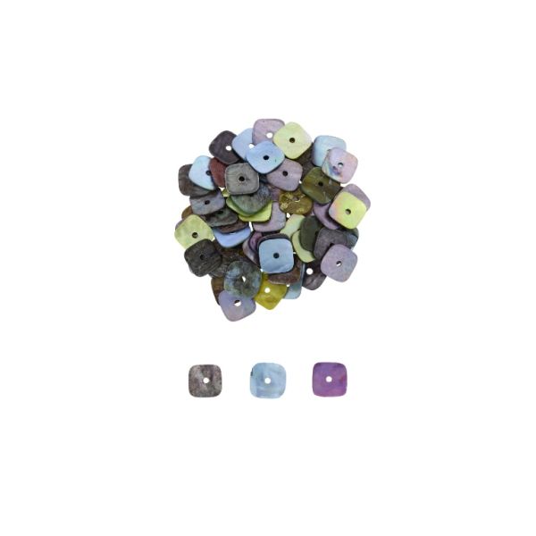 MOTHER OF PEARL BEADS - FLAKE 02 - SQUARE 01 - 10x10x0.8mm MIX - PACKAGE 100g Hole-1.4mm (570pcs.)