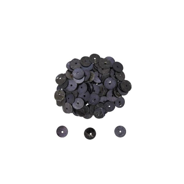 MOTHER OF PEARL BEADS - FLAKE 02 - CIRCLE 01 - 10x0.8mm GRAY (DARK) - PACKAGE 100g Hole-1.4mm (690pcs.)