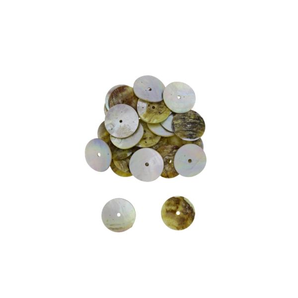 MOTHER OF PEARL BEADS - FLAKE 02 - CIRCLE 02 - 18x0.8mm NATURAL - PACKAGE 100g Hole-1.4mm (200pcs.)