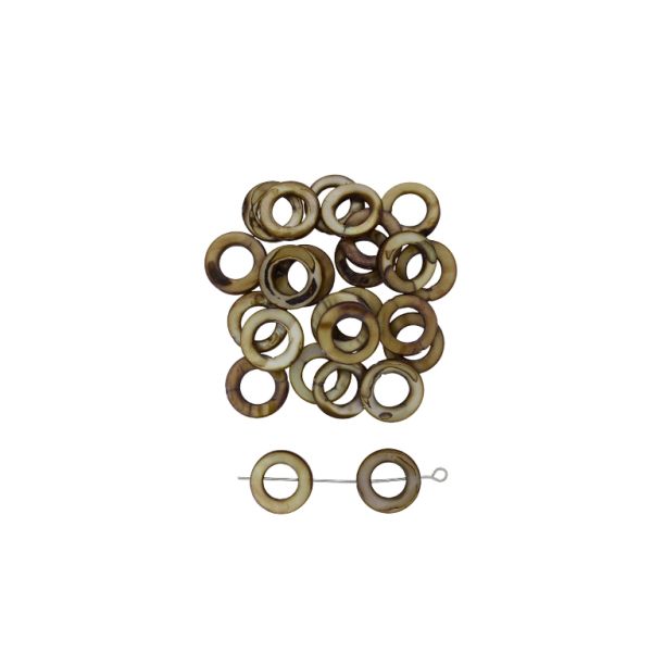 MOTHER OF PEARL BEADS - RING 04 - 15x2.0mm BROWN - PACKAGE 200pcs. Hole-0.7mm 