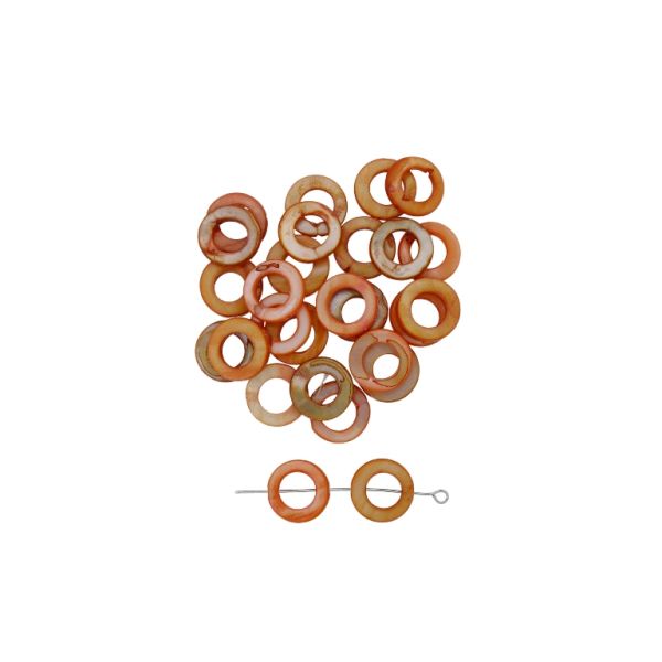 MOTHER OF PEARL BEADS  - RING 04 - 15x2.0mm ORANGE - 20pcs. Hole-0.7mm 