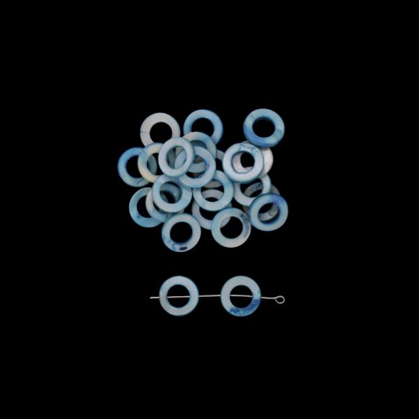 MOTHER OF PEARL BEADS  - RING 04 - 15x2.0mm BLUE (LIGHT) - 20pcs. Hole-0.7mm 