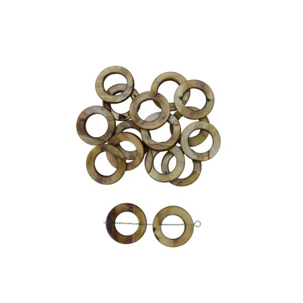 MOTHER OF PEARL BEADS - RING 04 - 20x2.5mm BROWN (LIGHT) - PACKAGE 100pcs. Hole-0.7mm 