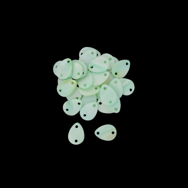 MOTHER OF PEARL BEADS  - CONNECTING ELEMENT - DROP 02 - 18x13x2.2mm RESEDA - 15pcs. Hole-2.2mm 