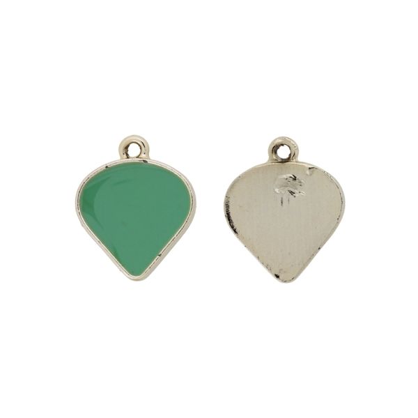 МЕТАЛНИ МЪНИСТА С ЕМАЙЛ - ВИСУЛКА - КАПКА 02 - 18х22х3мм ЗЛАТИСТО-ТЮРКОАЗ - ПАКЕТ 30 бр. Отвор-2.0мм