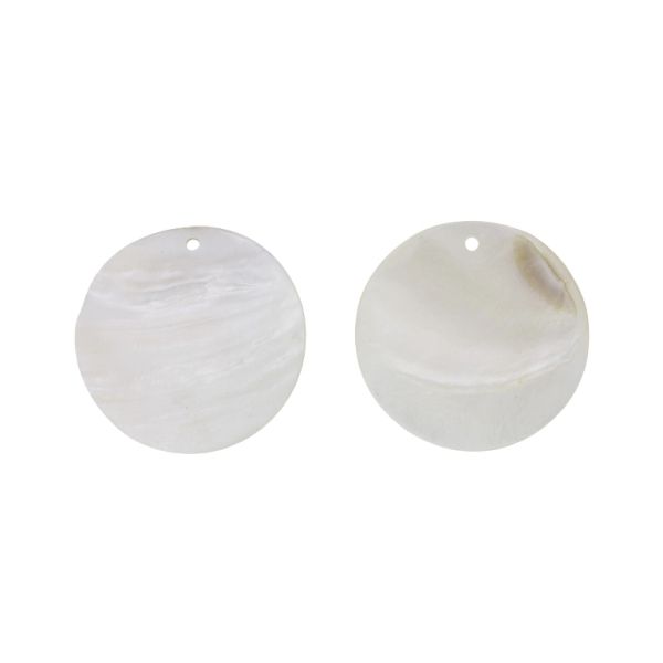 MOTHER OF PEARL BEADS  - PENDANT - CIRCLE 01 - 55x2.5mm WHITE - 2pcs. Hole-2.8mm 