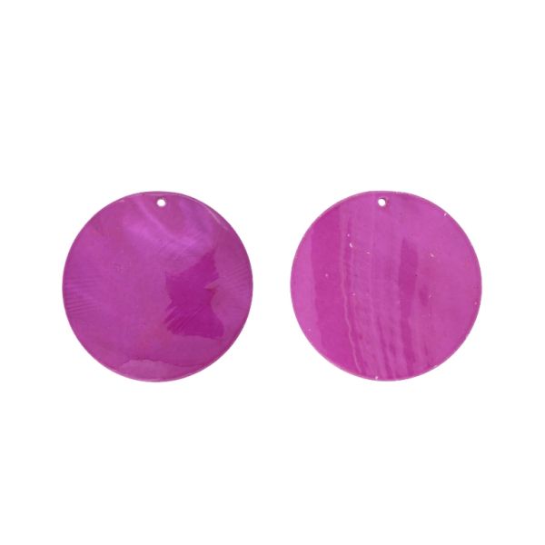 MOTHER OF PEARL BEADS  - PENDANT - CIRCLE 01 - 55x2.0mm CYCLAMEN (DARK) - 2pcs. Hole-1.8mm 