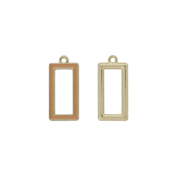 METAL BEADS WITH ENAMEL - PENDANT - RECTANGLE 02 - 11x23x1.7mm GOLD-BROWN (LIGHT) - PACKAGE 30pcs. Hole-1.6mm 