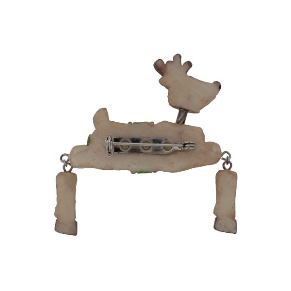 JEWELRY - BROOCH - METAL AND RESIN 3D - DEER В215 - 5.0x6.2cm NICKEL-BROWN-GREEN - PACKAGE 6pcs.