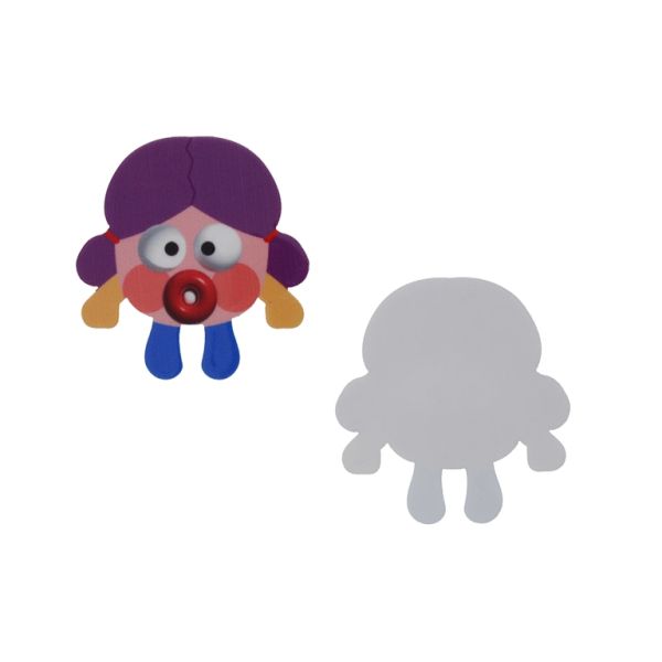 ПЛАСТМАСОВИ МЪНИСТА - РЕЗИН 2D - ЗА ЗАЛЕПВАНЕ - МОМИЧЕ 51 - 43х54х1.5мм ЛИЛАВО-РОЗОВО-СИНЬО Т. - ПАКЕТ 20 бр.  