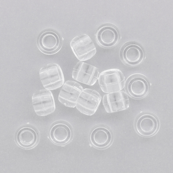 TRANSPARENT PLASTIC BEADS - CYLINDER 01 - 6x8mm WHITE V01 - 50g Hole-4.0mm (180pcs.)