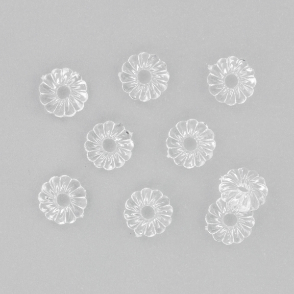 TRANSPARENT PLASTIC BEADS - WASHER DONUT - 3x8mm WHITE V01 - 50g Hole-2.5mm (340pcs.)