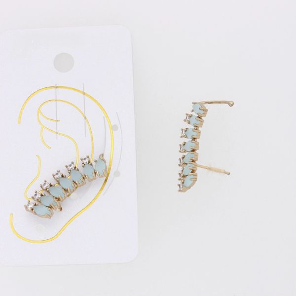 БИЖУТЕРИЯ - ОБЕЦА ПО УХОТО - ДЯСНА - ЦИРКОН Е877 - ЗЛАТИСТО-СИНЬО СВ.-БЯЛО - 1 бр.