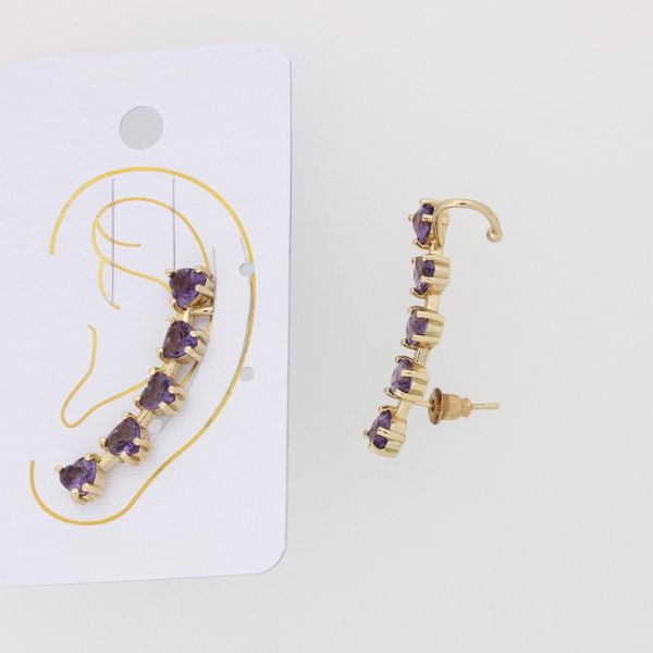 БИЖУТЕРИЯ - ОБЕЦА ПО УХОТО - ЛЯВА - ЦИРКОН Е870 - ЗЛАТИСТО-ЛИЛАВО - 1 бр.