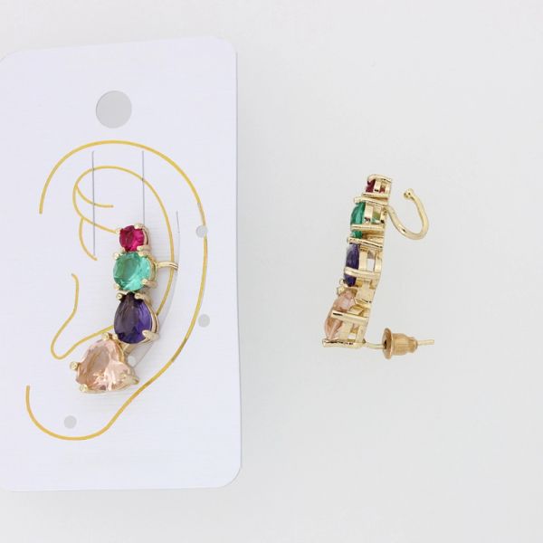 БИЖУТЕРИЯ - ОБЕЦА ПО УХОТО - ЛЯВА - ЦИРКОН Е874 - ЗЛАТИСТО И МИКС - ПАКЕТ 6 бр.