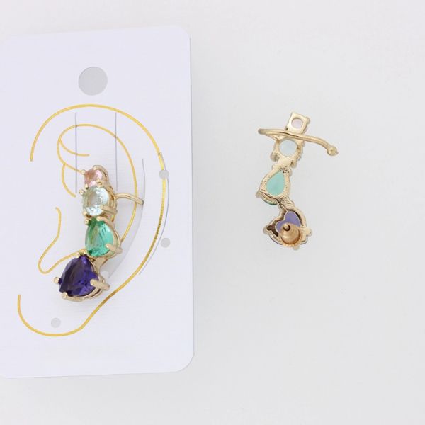 БИЖУТЕРИЯ - ОБЕЦА ПО УХОТО - ЛЯВА - ЦИРКОН Е874 - ЗЛАТИСТО-МИКС - ПАКЕТ 6 бр.