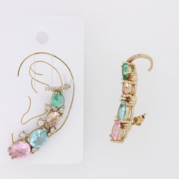 БИЖУТЕРИЯ - ОБЕЦА ПО УХОТО - ЛЯВА - ЦИРКОН Е878 - ЗЛАТИСТО-МИКС - ПАКЕТ 6 бр.