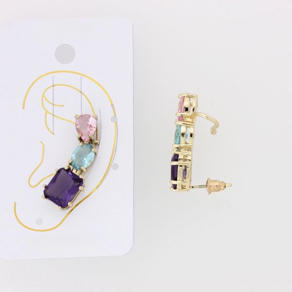 БИЖУТЕРИЯ - ОБЕЦА ПО УХОТО - ЛЯВА - ЦИРКОН Е884 - ЗЛАТИСТО И МИКС - ПАКЕТ 6 бр.