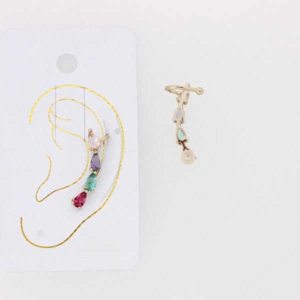 БИЖУТЕРИЯ - ОБЕЦА ПО УХОТО - ЛЯВА - ЦИРКОН Е886 - ЗЛАТИСТО-МИКС - ПАКЕТ 6 бр.