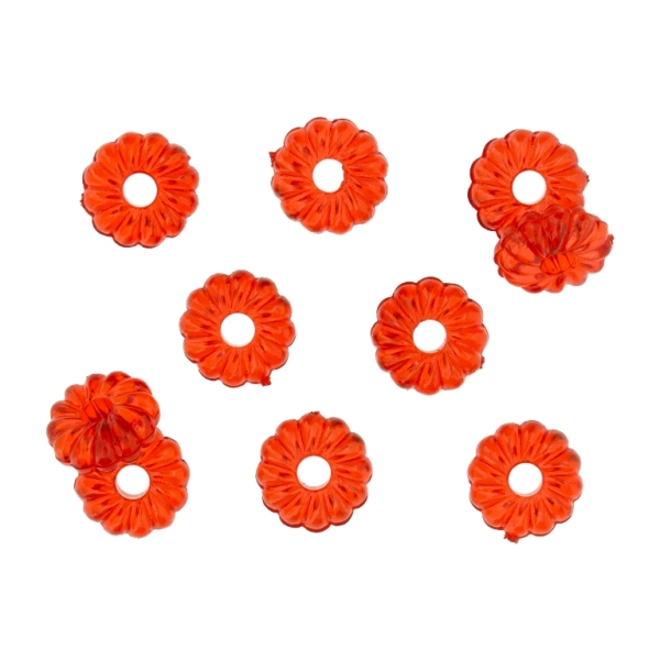 TRANSPARENT PLASTIC BEADS - WASHER DONUT - 3x8mm RED V12 - 50g Hole-2.5mm (340pcs.)