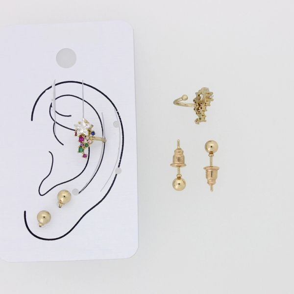 JEWELRY - EAR CUFF - ZIRCON Е890 - GOLD AND MIX - PACKAGE 6 sets