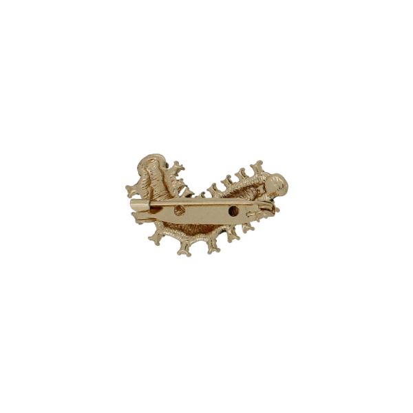 БИЖУТЕРИЯ - БРОШКА - МЕТАЛ И КРИСТАЛИ - ГЪСЕНИЦА В218 - 3.6х2.1см ЗЛАТИСТО-ЗЕЛЕНО Т.-БЯЛО - ПАКЕТ 6 бр.