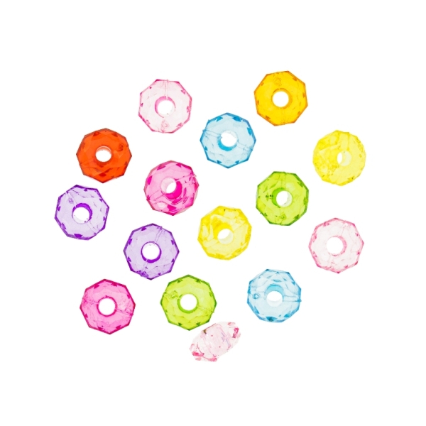 TRANSPARENT PLASTIC BEADS - WASHER FACETED - 3.5x6mm MIXED - 50g Hole-1.8mm (610pcs.)