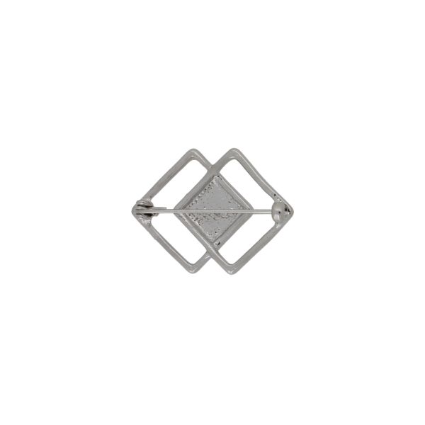 JEWELRY - BROOCH - METAL AND CRYSTALS - RHOMBOID В223 - 2.6x3.4cm NICKEL-GOLD-WHITE - PACKAGE 6pcs.