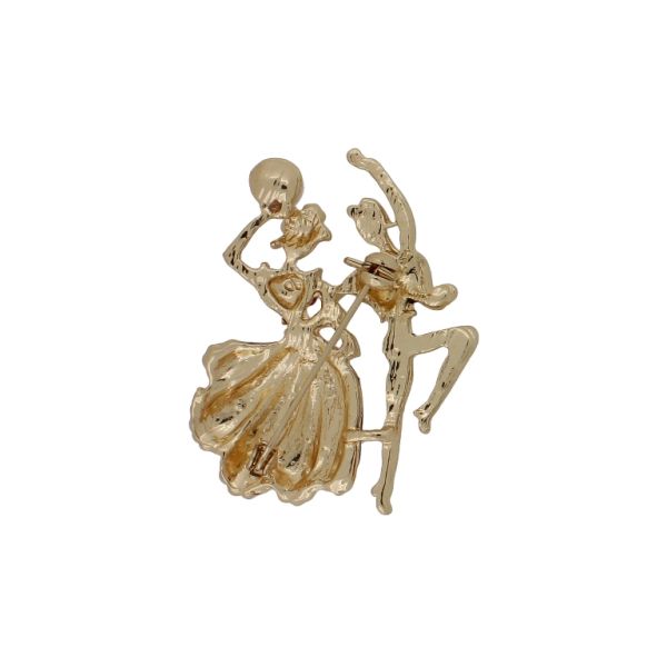 JEWELRY - BROOCH - METAL AND CRYSTALS - DANCING COUPLE В236 - 4.0x5.0cm GOLD-RED-BLACK - 1pc.