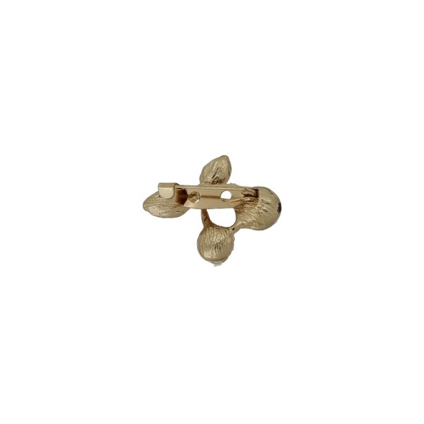 JEWELRY - BROOCH - METAL AND CRYSTALS - CHERRIES В222 - 2.4x2.2cm GOLD-WHITE - PACKAGE 6pcs.