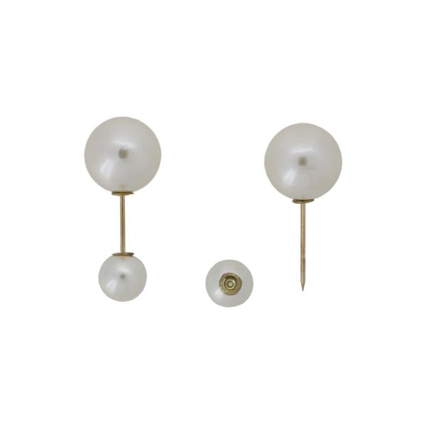 JEWELRY - BROOCH - METAL AND PEARLS - NEEDLE 226 - 1.6x3.7cm GOLD-ECRU - PACKAGE 6pcs.