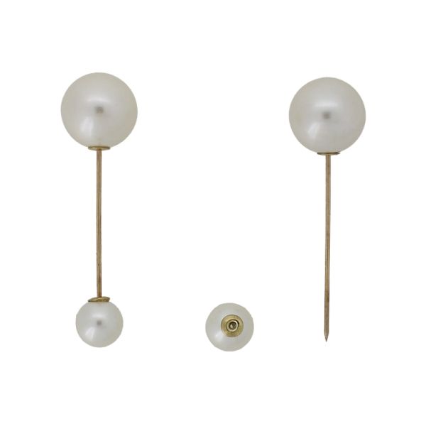 JEWELRY - BROOCH - METAL AND PEARLS - NEEDLE 226 - 1.6x5.6cm GOLD-ECRU - PACKAGE 6pcs.