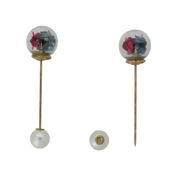 JEWELRY - BROOCH - METAL AND PEARLS - NEEDLE 228 - 1.6x6.0cm GOLD-ECRU-MIX - PACKAGE 6pcs.