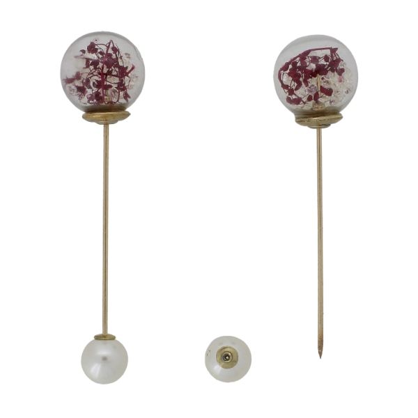 JEWELRY - BROOCH - METAL AND PEARLS - NEEDLE 229 - 1.8x6.7cm GOLD-ECRU-CYCLAMEN - PACKAGE 6pcs.