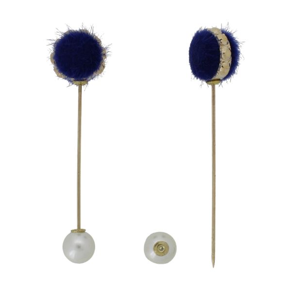 JEWELRY - BROOCH - METAL AND PEARLS - NEEDLE 235 - 1.6x7.1cm GOLD-ECRU-BLUE (DARK) - PACKAGE 6pcs.