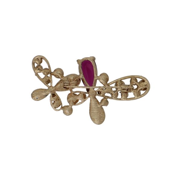 JEWELRY - BROOCH - ZIRCON - BUTTERFLIES В239 - 6.0x3.2cm GOLD-CYCLAMEN-WHITE - 1pc.