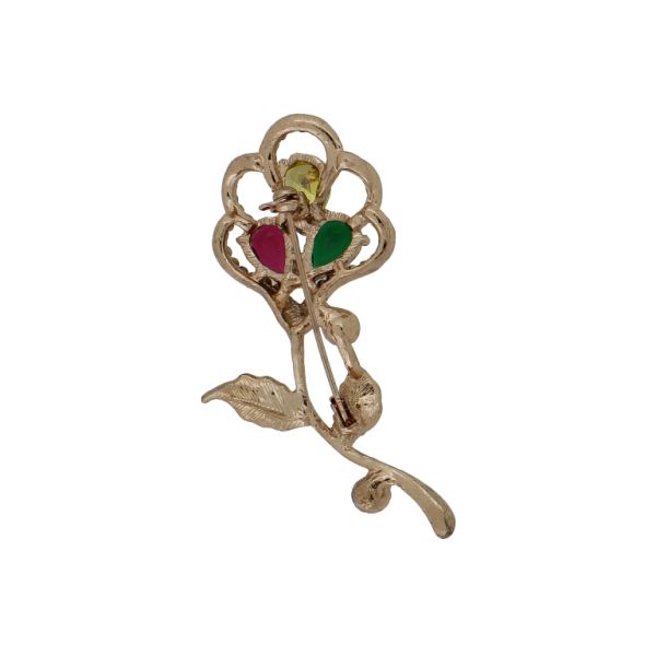 JEWELRY - BROOCH - ZIRCON - FLOWER В237 - 3.0x6.2cm GOLD AND MIX - 1pc.
